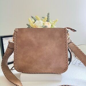 Isabelle Chic Brown Crossbody Bag Whipstitch for Women